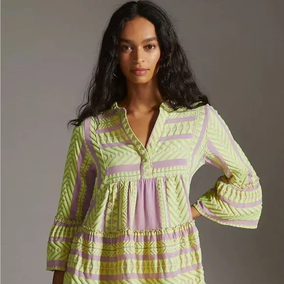 Anthropologie Devotion Twins Embroidered Ella Tunic Dress